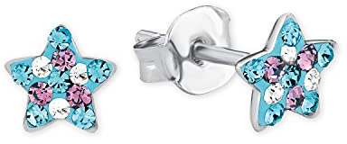 Prinzessin Lillifee Kinder-Ohrstecker Stern 925 Silber rhodiniert Kristall mehrfarbig - 2013175, Blau/Lila, onesize