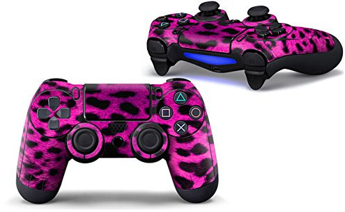 Morbuy PS4 Vinyle Skin Autocollant Sticker Decal de Protection pour Sony Playstation 4 PS4 Slim PS4 Pro Dualshock Manette x 1 (Rose Leopard)