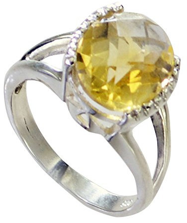 55Carat Ring aus echtem goldenem Citrin, Sterlingsilber, handgefertigt, geschliffen, ovale Form, Größe 5, 6, 7, 8, 9, 10, 11, 12, Sterling Silber, Citrin