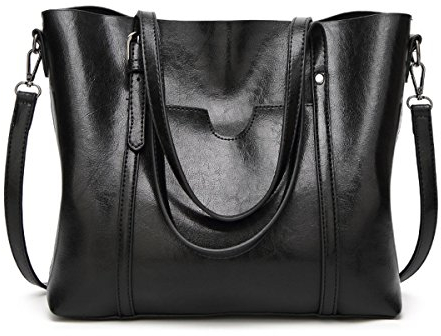 DEERWORD Damen Schultertasche Taschen Frauen Elegant Tasche Italien Vintage PU-Leder 5399 1-teilig set Schwarz