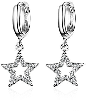 chenyesun Creolen Damen Lange Sterne Ohrhänger elegant Ohrringe Silber 925 Braut Ohrringe Hängend für Frauen,Mädchen