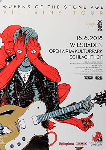 Queens of The Stone Age - Villains Tour, Wiesbaden 2018 » Konzertplakat/Premium Poster | Live Konzert Veranstaltung | DIN A1 «