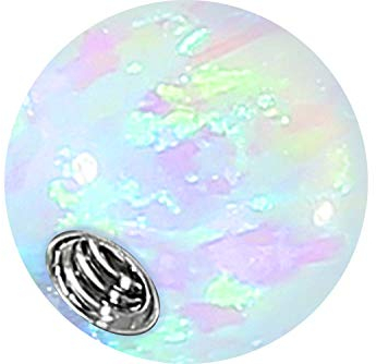 PIERCINGLINE Universelle Schraubkugel mit Gewinde SYNTH. OPAL Piercing Aufsätze Kugel Ersatz Hot Weiß 6 x 1,6 mm