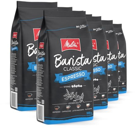 Melitta Barista Classic Espresso, Ganze Kaffee-Bohnen 8 x 1kg, ungemahlen, Kaffeebohnen für Kaffee-Vollautomat, kräftige Röstung, Stärke 5, im Tray