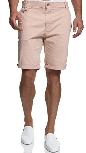 Indicode Hommes Creel Chino Shorts | Pantalon Court Chino à 5 Poches Cameo Rose M