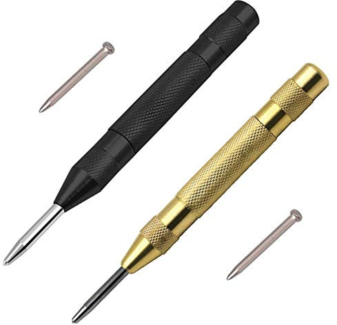 XYDZ Automatic Center Punch, 5.07'' Adjustable Impact Auto Hole Punch Breaker Tool for Window, Glass, Wood, Metal, with 2 Replacement Tips