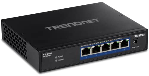 TRENDnet TEG-S750 Commutateur 5 Ports 10G, 5 Ports RJ-45 10G, capacité de Commutation de 100 Gbit/s, Prend en Charge Les connexions 2,5G et 5G-Base-T, Noir