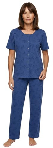 Zeitlos Pyjama Set Damen Kurzarm Knöpfe Allover-Druck