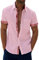 Onsoyours Chemise Homme Manches Courtes Business Regular Fit Carreaux Imprimé Plage DéContracté Poche-Avant Tops Blouse Z1 Rose M