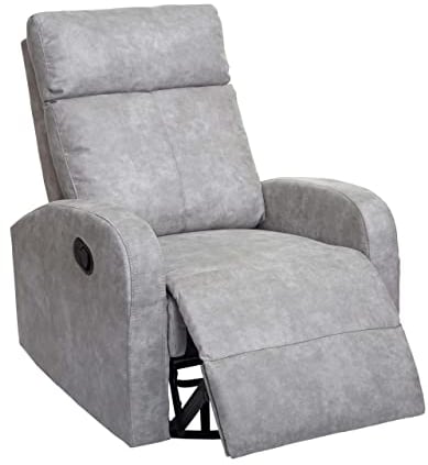 Mendler Fernsehsessel HWC-A54 Premium, Relaxsessel Schaukelstuhl Wippfunktion, drehbar - Stoff/Textil hellgrau