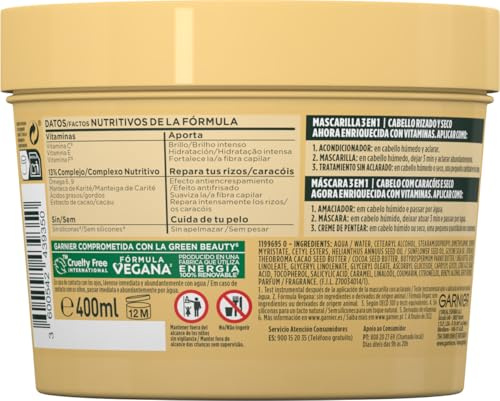 Garnier Fructis Hair Food Cocoa-Haarmaske, 400 ml | Fructis Hair Food 3-in-1 Haarmaske mit Cocoa Intensive Ernährung