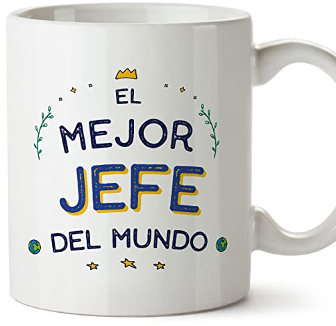 MUGFFINS Tazas para JEFE hombre - En Español - Mejor del Mundo - 11 oz / 330 ml - Regalo original y divertido
