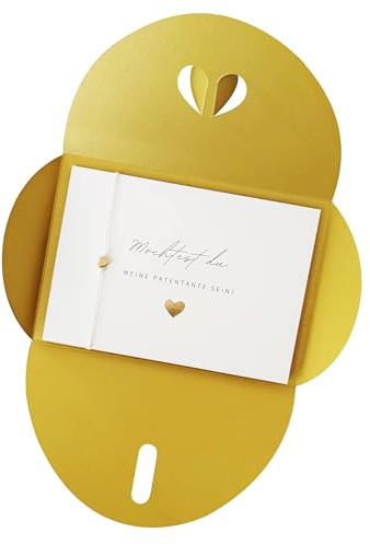 Briefzauber Patentante fragen - Karte mit Armband & Herzumschlag (gold)