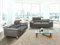 Vente-unique-Couchgarnitur Leder 3+2 - Anthrazit - Solange