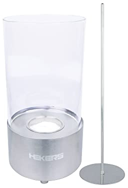 HEKERS Runder Ethanol-Tischkamin Edelstahl inkl Löschwerkzeug und Keramikschwamm - geruchsneutral und rückstandsfrei - Feuerspiel Indoor Outdoor