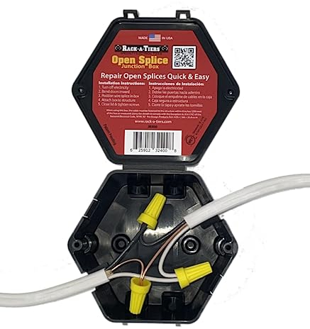 Rack-A-Tiers Open Splice Junction Box (Single), One-Piece Junction Box Splice Box. Repair Open Splices, 5 Second Installation Splice Box, Electrical Junction Box, Wire Junction Box (JB400)