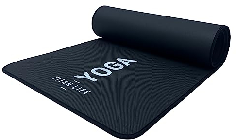 TITAN LIFE PRO Mat Yoga Elite. Hochwertige Yogamatte aus rutschfestem Material. Zwei Löcher zum Aufhängen. 183 x 61 x 0,5 cm. Schwarz