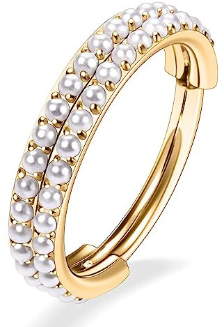 AROWRO 16G Nasenring Knorpel Conch Ohrring Gold Septum Ringe Hoop Nose Ring Clicker Cartilage Jewelry Double für Einzelpiercing 8mm