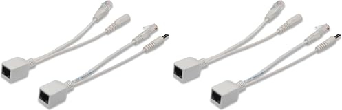DIGITUS passives PoE Adapter-Kabel - Fast Ethernet - Injektor-Kabel & Splitter-Kabel - DC 5.5mm Stecker & Buchse (Packung mit 2)