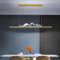Moderne LED Pendelleuchte esstisch Dimmbar Kreative Mode Hängeleuchte Esszimmerlampe Linear Design Pendellampe Büro Kronleuchter mit Fernbedienung Hängelampe Küchen Esstischlampe (Gold, L150cm)