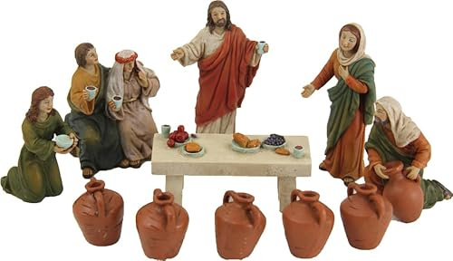 FADEDA 11x Passionsfiguren: Hochzeit zu Kanaan/Höhe:9 cm/handbemalt/detailgetreue Krippen Figuren - Weihnachten Tisch Dekoration Krippe Zubehör