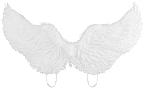 Edhomenn Alas de ángel de lujo de plumas con correas elásticas, accesorio de disfraz de Halloween para adultos, 02 Blanco, talla única