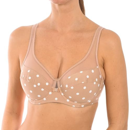 Dim Soutien-Gorge Femme Avec Armatures Generous Classique x1 Soutien-Gorge, Marron à Pois Blanc, 90C