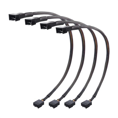Cable Matters Paquete de 4 cables de extensión de ventilador PWM de 4 pines, 30cm (cable de extensión de ventilador de PC, cable de extensión de ventilador PWM, cable de extensión PWM)
