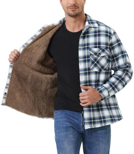 Dinnesis Giacca da uomo spessa, foderata in pile, per il tempo libero, con tasche, termica, slim fit, elegante, a maniche lunghe, bianco, XXXXL