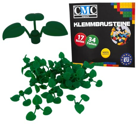 CMC imports 20 x Pflanze Klemmbausteine Bausteine Kompatibel mit 3 großen Blättern Blumen für Garten City Deko Wald Grün 6255