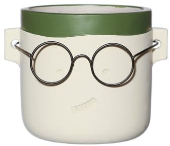 NaDeco Blumentopf mit Gesicht und Brille, in Zwei Farben und 4 Größen wählbar | Lustige Deko Pflanztöpfe | Übertopf | Blumentopf | Sukkulenten & Kakteen Topf, Farbe:Grün (Harry), Größe:Ø10 h.10 cm