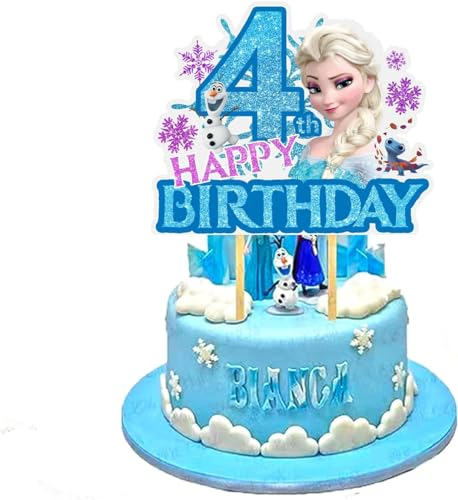 Happy Birthday Tortendeko,Dekoration für Kuchen,Cake Topper 4 Geburtstag,Tortendeko Mädchen, Tortendeko Kindergeburtstag,Cake Topper Geburtstag Deko für Mädchen Jungen Kinder (blau 4)