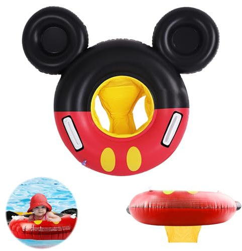Anillo de Natación Niño, XiXiRan Flotador de Piscina Niños, Flotador para Bebé con Asiento, Anillo de Natación del Coche de Policía, Flotador Inflable GE Natación Bebé, Aro Natación Niños (Mickey)