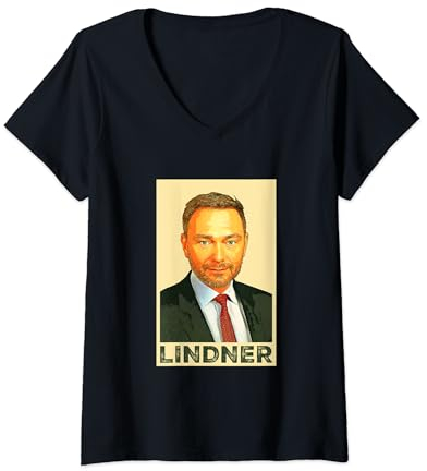 Damen Bundeskanzler Wahl Lindner 2021 Bundestagswahl Deutschland T-Shirt mit V-Ausschnitt