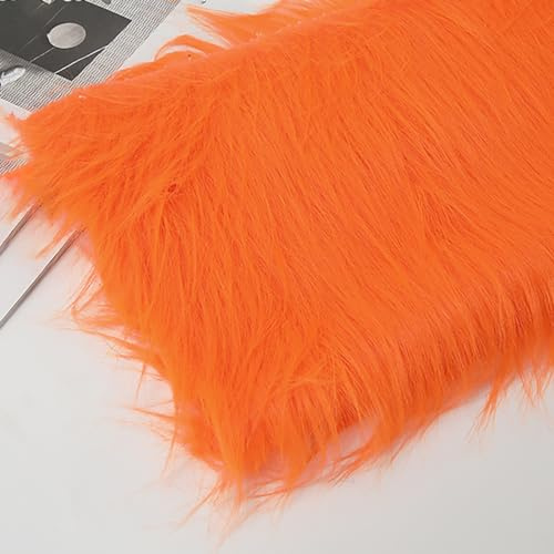 Pile Lungo 12cm Tessuto Di Pelliccia Sintetica Peluche Peloso Per Gnomi Barba Babbo Natale Capelli Decorazione Natale Nano Cosplay Costume Artigianato Fai Da Te(Size:50x50cm,Color:arancione)