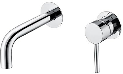 VALAZ Grifo Lavabo Cromado Empotrado | Grifo Lavabo Monomando, Mezclador Agua Fría y Caliente, Ahorro de Agua | Instalación Fácil y Rápida | Latón, Inoxidable, Caño 15 cm, Redondo, Serie Deva