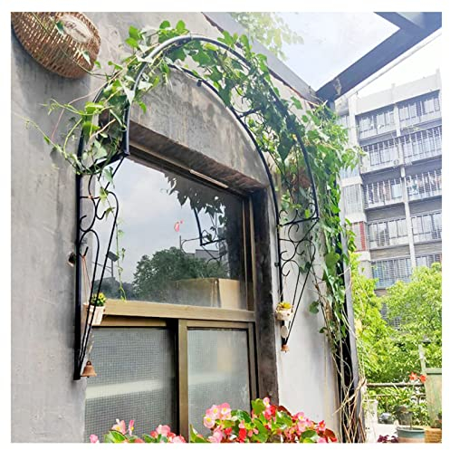 Treillis en métal pour terrasse – Arche décorative en fer forgé pour plantes grimpantes, fleurs, vignes – Arche de rose murale – Idéal pour jardin, fenêtre, porche