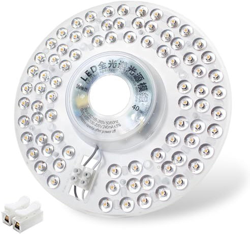 ADZJOY Panel de Luces LED para Techo, Kit de Iluminación para Ventilador de Techo, 20W/40W/60W/100W, Luz LED Redonda de Repuesto (40W Cold White)