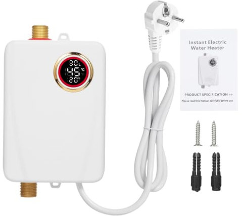 Mulcort Chauffe-eau instantané 3500W 220V blanc Mini chauffe-eau instantané sans réservoir salle de bain cuisine lavage avec affichage numérique de la température pour RV cuisine salle de bain