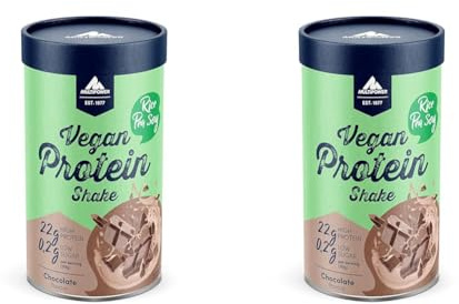 Multipower Vegan Protein Shake Pulver 420g, 100% veganes Protein Pulver auf pflanzlicher Basis mit Schokoladen-Geschmack, ideal zur Regeneration nach dem Sport (Packung mit 2)