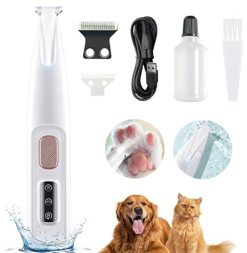 Pfotentrimmer für Hunde,Haustier Haarschneider Pfoten Wasserdichter,Haustierhaarschneider mit Led,Wiederaufladbarer Katzen Trimmer Pfoten,Paw Trim,Paw Trimmer Dog,Hunde Schermaschine