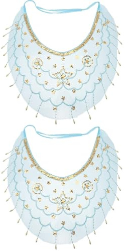 VALICLUD 2 x himmelblaue Polyester-Schleiermasken mit Quaste für Maskerade, Party, Abschlussball und Verkleidungszubehör für Erwachsene