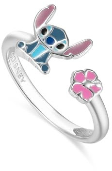 Disney Stitch Kinderring aus Silber, verstellbare Größe, Schmuck, Kein Edelstein