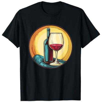 Bouteille de vin et verre Art vintage T-Shirt