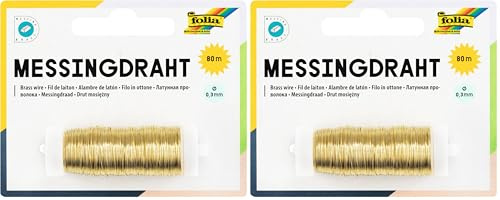 Folia 79465 – Latón Alambre, 0.3 mm x 80 m, Oro (Paquete de 2)