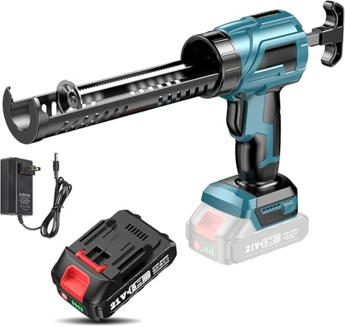 Pistolet Silicone Electrique pour Makita 18V,Pistolet à Cartouche Electrique 1500mAh,Pistolet Silicone avec LED,4 Vitesses Réglables, Pistolet Joints Electrique 300ML pour Sceller,Étanchéifier