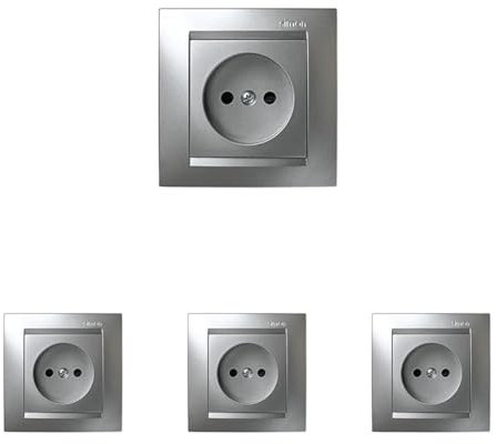 Simon M139856 - Enchufe serie 15 aluminio (Paquete de 4)
