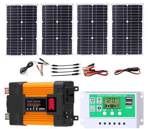 4000W 6000W Kit Completo De Inversor Solar Con Controlador De 50A Y Paneles Solares De 100W Sistema De Red Doméstica Para Sistemas De Generación De Energía Domésticos Y Exteriores(6000W,12V-220V)
