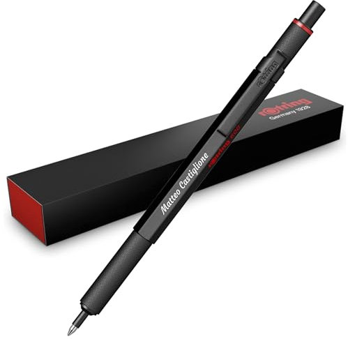 rOtring 600 Kugelschreiber – Metallgehäuse – mit individueller Gravur – Toller Druckkugelschreiber – Personalisierbar – Geschenkidee für Männer & Frauen (Schwarz)