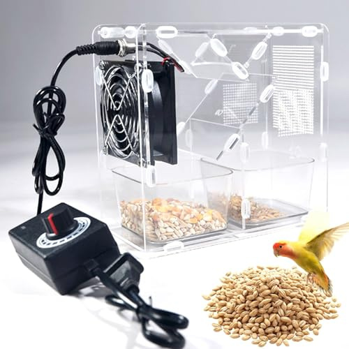 YZRDCXM Getreidereinigungs-Winnower-Maschine, Vogelfutter-Schalenspalter, Vogelfutter-Reinigungsmaschine, mit 2 Getreidespeichern und Ventilator mit Einstellbarer Geschwindigkeit, zerlegbarer Wäsche